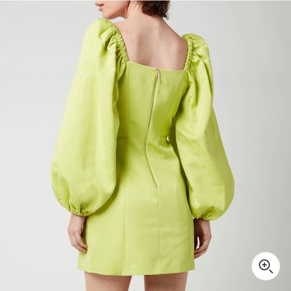 Ted Baker dress with exaggerated puff sleeves and pockets. Color is lime green. - Picture 1 of 4